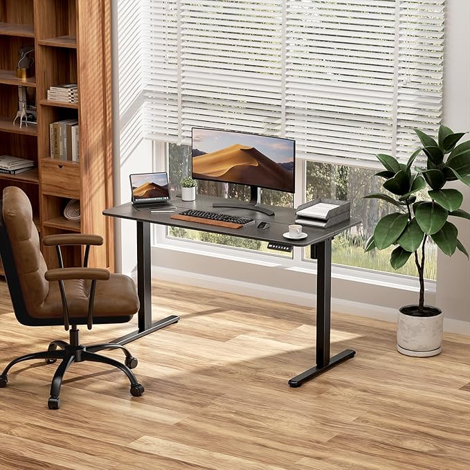 Electric Standing Desk Adjustable Height 63 x 24 Inch Large Sit Stand Desk Stand up Desk for Home Office Computer Workstation (Spliced DesktopCarbon Fiber Black)
