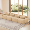 Boneless Couch Sectional Couches for Living Room 149'' Modular Sectional Sofa with Pillows Comfy Plush Cloud Couch with Deep Seat Oversized 4-Seater Modular Couches Light Khaki
