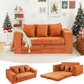 HOMREST 76 Convertible Memory Foam 3-seat Sofa Pull Out Sleeper Sofa Bed 2 in 1 Folding Couch Bed Fold Out Floor Couch Corduroy Fabric with 3 Pillows for Living Room Bedroom Lounge (Brown)