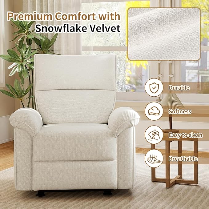 Wall Hugger Power Recliner Chair Zero Wall Electric Recliner Chairs with USB Port Snowflake Velvet Space Saving Large Recliner for Living Room RV Home Theater