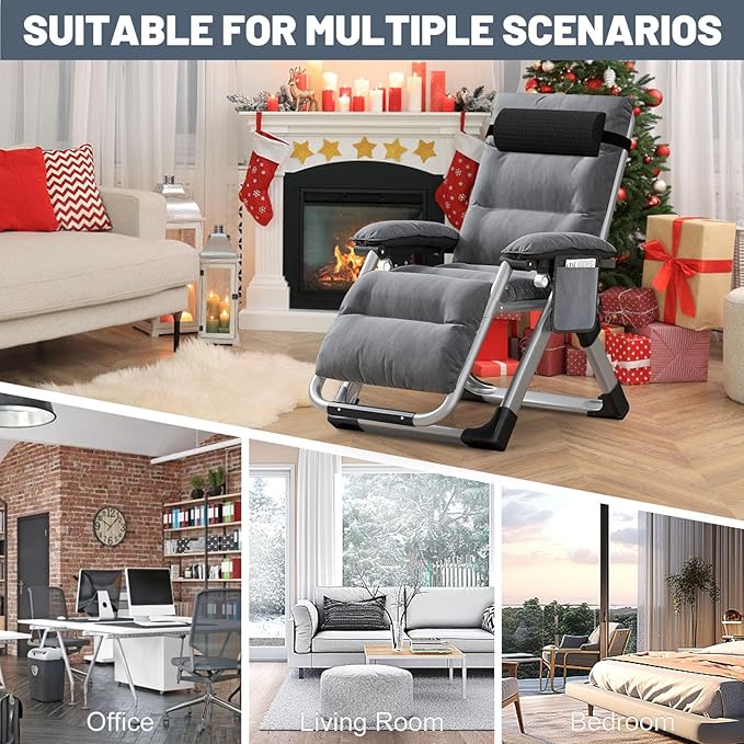 LILYPELLE Comfy Folding Chair Folding Lounge Chair for Bedroom and Living Room Reclining Patio Chairs with Removable Cushion for Indoor Outdoor