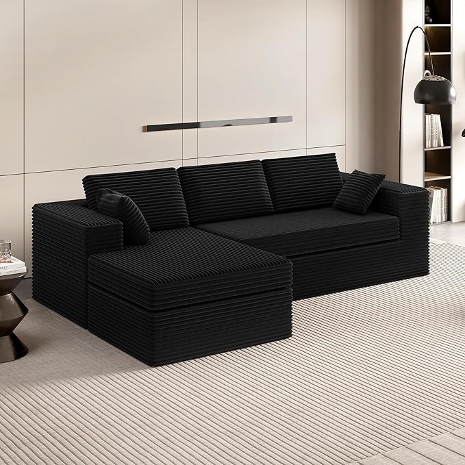 Extra Firm 108” Cloud Boneless Couches for Living RoomModular Sectional Cloud Couch with Deep Seat High-resilience Foam / Sag-resistant / Keeps its form No Assembly Required (Left-Facing Chaise） |