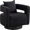 29 W Modern Boucle Swivel Accent Chair Open Back Comfy Sofa Chair with Black Wood Base for Nursery Bedroom Living Room Hotel Office Club Leisure Lounge Chair (Black)