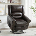 Genuine Leather Power Lift Recliner Chair Lazy Boy Recliner Chair with Charging Ports for Living Room Theater Seating Electric Single Sofa with Round Armrest Dark Brown