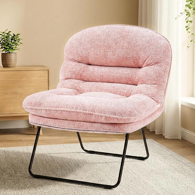 DUMOS Comfy Saucer ChairFoldable Padded Chairs for Bedroom Dorm &amp Gaming Foldable Fashion Floor Chair with Back Support for Small SpacesHot New Pink