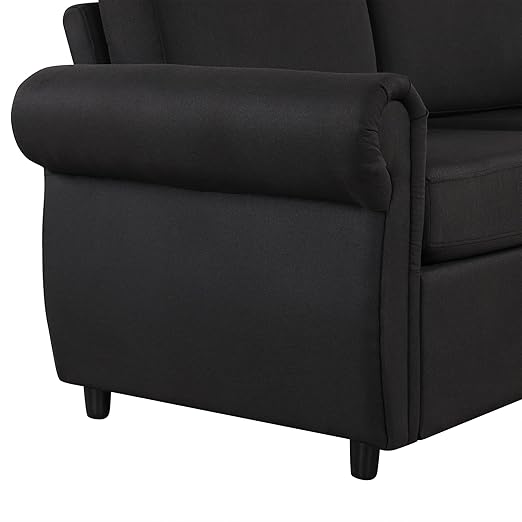 Ball &amp Cast 58 Loveseat Futon Sofa-BedConvertible Pull Out CouchLinen Upholstery Sleeper Sofa Bed with Twin Size Memory Mattress&ampUSB PortOverstuffed Back CushionChaise Lounge for Livingro