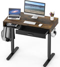 SHW 40-Inch Height Adjustable Claire Electric Standing Desk with Drawer Rustic Brown