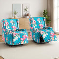 Swivel Rocker Recliner Chair Manual Nursery Glider Recliner Floral Fabric Wingback Accent Chair with Adjustable Backrest &amp Footrest for Small Spaces Living Room Bedroom (Peacock Blue Set of 2)