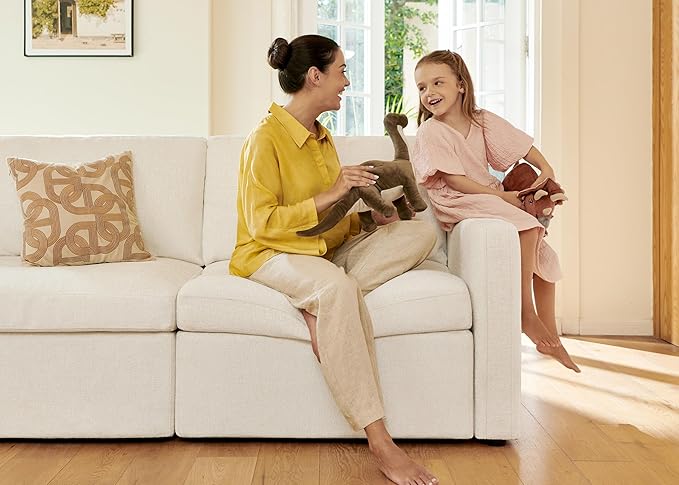 HONBAY Modular Sectional Couch with Storage Seats L Shaped Sectional Sofa with Storage Chenille Sectional Couches for Living Room Beige