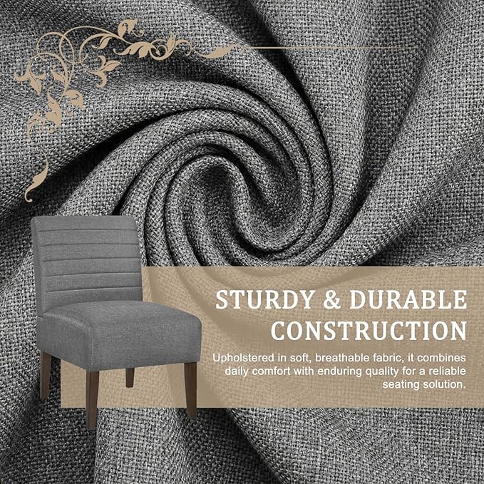 Armless Accent Chair Mid Century Modern Upholstered Living Room Chairs Accent Dining Chair Sofa with Solid Wood Legs Lounge Reading Chair for Bedroom Office (Gray)