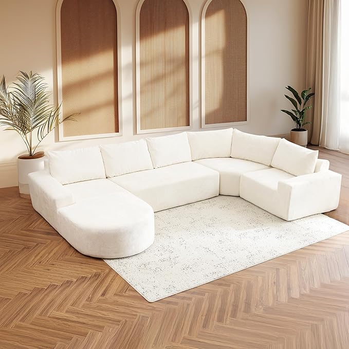 139 Oversized Modular Sectional Sofa U Shaped Couch with Deep Seat Modern Upholstered Couches Comfy 5 Seat Corner Couch for Living Room No Assembly Required (Beige 139)