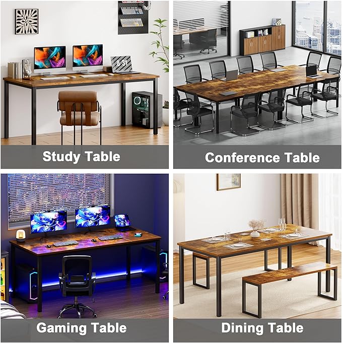 Need Large Computer Desk 70.8 x 31.5 inches Conference Table Large Office Desk Writing Table Workstation for Home OfficeRustic Brown &amp Black 10FJGSAC3-180FG-ND