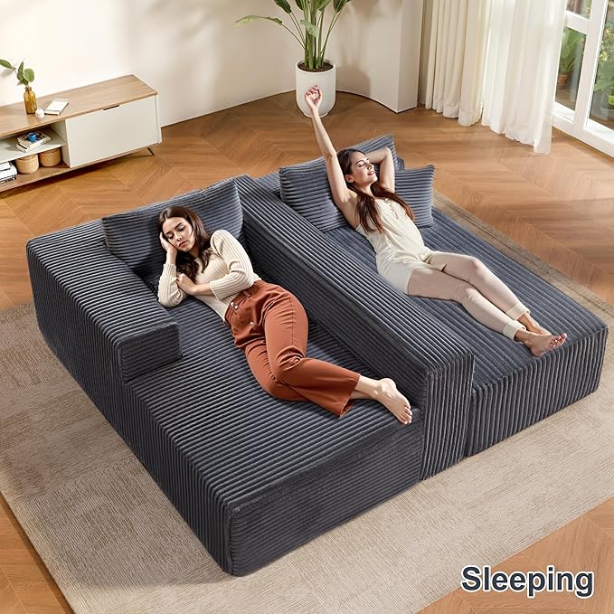 104 Sectional Couches for Living Room Modular Sectional Sofa with Deep Seat L-Shape Couch with Chaise Cloud Couch for Living Room Bedroom No Assembly Required (Flannel Left)