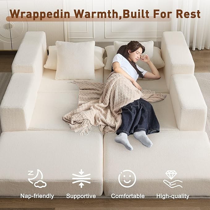 80'' Modular Sectional Couch with L-Shape Chaise Modern Boneless Loveseat Cloud Couch for Living Room Sofa Bed with Deep Seat No Assembly Sleeper Sofa for Living room Apartment and Bedroom