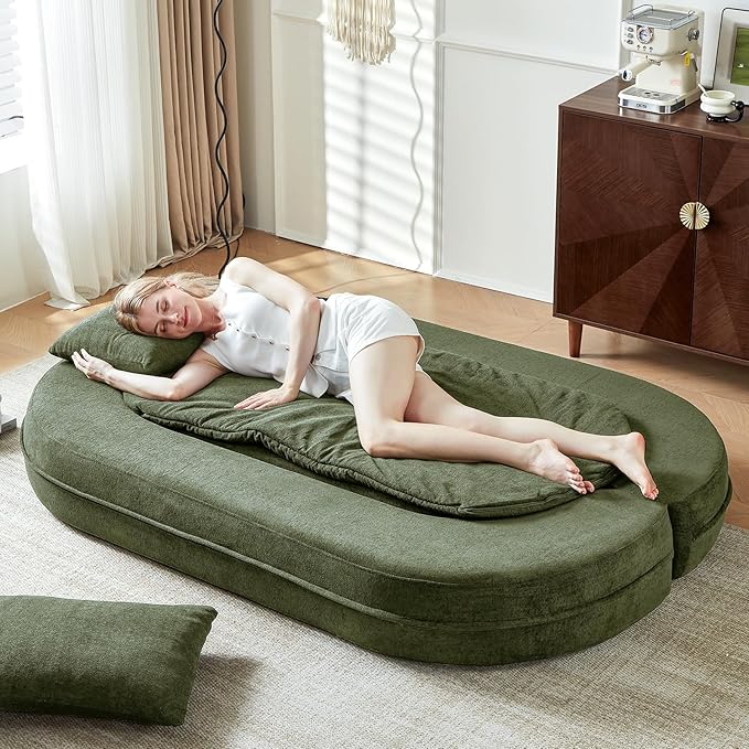 79 Sofa BedBoneless Boneless Couch Bed 3 in 1 Full Size Sleeper Sofa (Green)