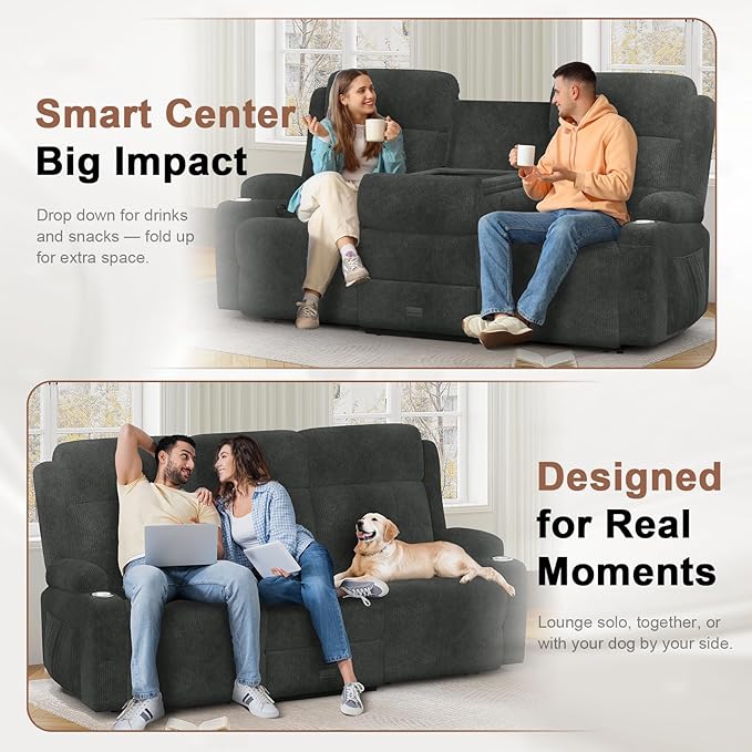 Recliner Sofa Fabric Reclining Sofa 3 Seater Massage Flip Back Sets with Heavy Weight Capacity RV Loveseat Clearance Recliner Couch with Storage Cup Holders Wall Hugger Couches for Living Room