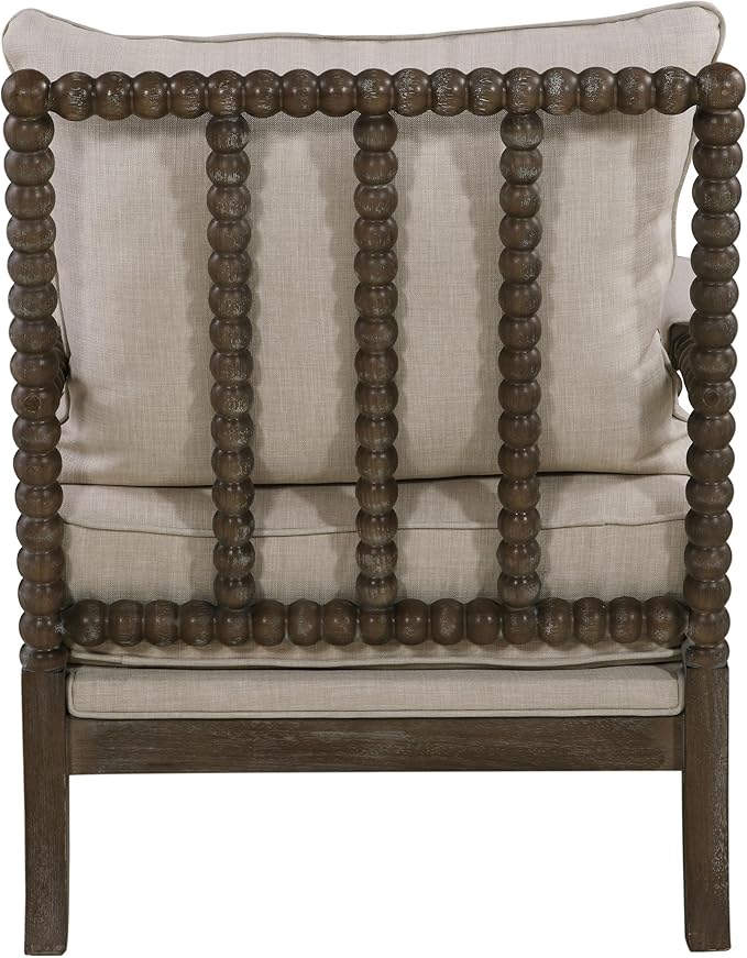 Coaster Home Furnishings - Blanchett - Upholstered Bobbin Accent Chair with Beaded Design Wood Frame and Padded Arms - Living Room - Beige and Natural - 905362