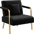 Yaheetech 30 W Modern Sofa Small Sofa Luxurious Velvet Fabric Couch with Gold-Tone Metal Arms and Legs for Living Room Home Office Studio Black
