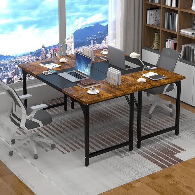 AZN 47 X 24 inch Computer Desk w/Deeper &amp Thicker Carbon Fiber Desktop Office Desk w/Sturdy Metal Frame Modern Simple Desk w/Large Legroom Study Gaming Writing Work Desk for Home Office Bedroo