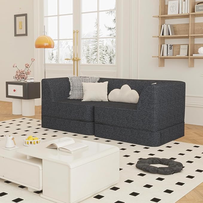 Daneey Small Loveseat Sofa Modular Sectional Sofa U Shaped Sectional Couch Sofa Small Sectional Sofa Black Sectional Couches for Small Living Room Apartment Small Spaces