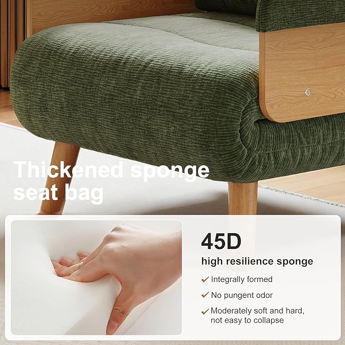 Convertible Sleeper Sofa Bed 3 in 1 Foldable Couch Bed with Reclining Backrest for Living Room Bedroom (GreenComfort/35.43)