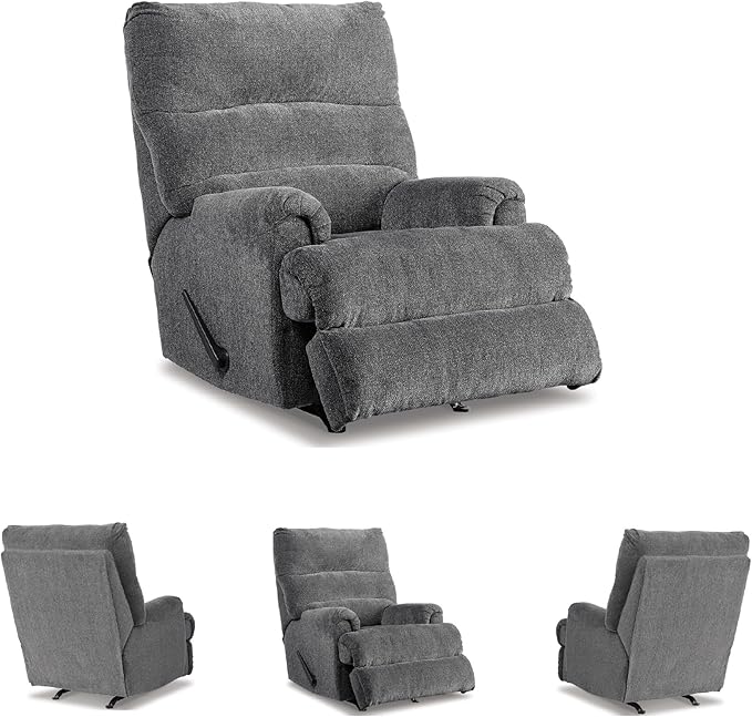 Signature Design by Ashley Man Fort Contemporary Rocker Recliner Gray
