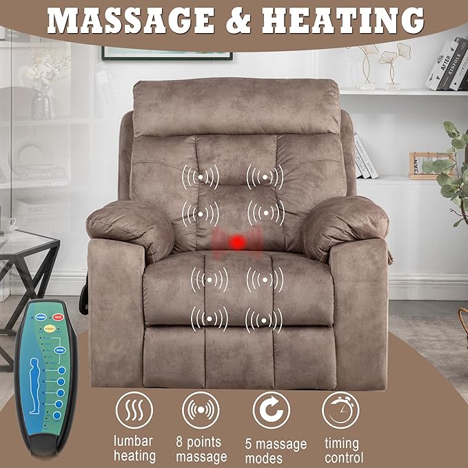 Power Lift Recliner Chair with Massage and Heating FunctionsVelvet Sofa with 2 Remote Controls and Two Cup HoldersRecline up to 160 DegreesSuitable for Living Room