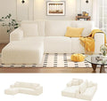 KINGYES 107'' Modular Sectional Sofa L Shaped Cloud Couch for Living Room Modern Plush Corduroy Boneless Sofa with Chaise for Bedroom Beige