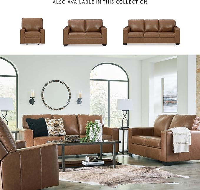 Signature Design by Ashley Bolsena Contemporary Leather Match Loveseat Dark Brown
