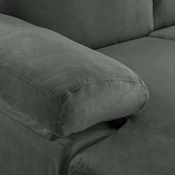 Casa Andrea Milano Modern Large Velvet L-Shape Sectional Sofa with Extra Wide Chaise Lounge Couch