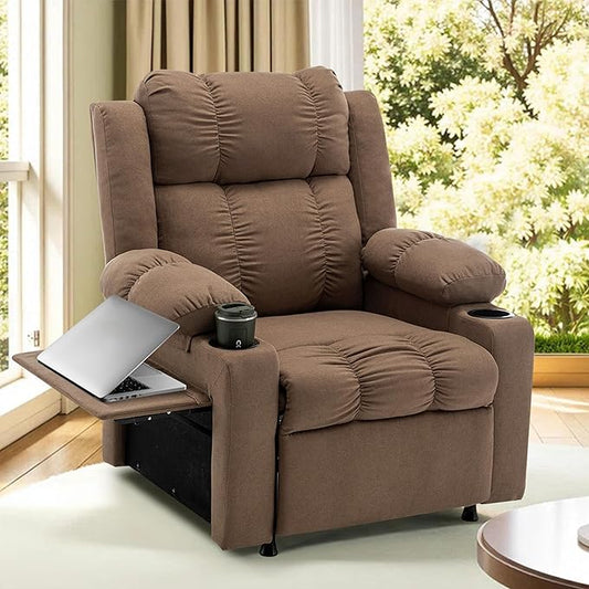 Brown Power Recliner Chair for Adults Single Sofa Recliner with Massage and Heat for Living Room Bedroom Upholstered Accent Reclining Armchair Blue