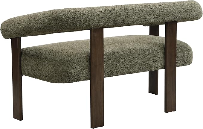 GDFStudio 53.25 Loveseat Sofa with Round Boucle Rrmrest Lightweight Upholstered Small Couch with Rubber Wood Frame Modern Couch with Deep Seat for for Living Room Bedroom Green