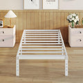 14 Inch Twin Bed Frames No Box Spring Needed Heavy Duty Metal Twin Platform Bed Frame with Large Underbed Storage Space Noise Free Easy Assembly White