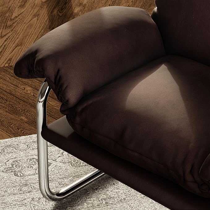 Modway Ansel Performance Velvet Accent Chair in Chocolate Brown - Stain-Resistant Velvet Lounge Chair for Living Room Bedroom - Corner Reading Chair with Arms and Removable Cushions
