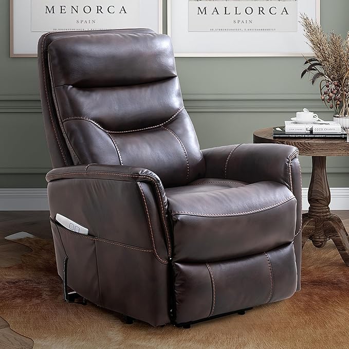 Parker Living Gemini - Truffle Power Lift Recliner with Articulating Headrest Living Room Chair Electric Recliner Chair for Adults Upholstery 90% Polyester 10% PU