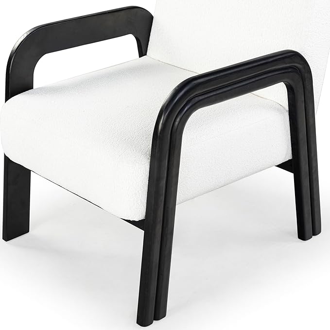 SAFAVIEH Couture Collection Roslina Ivory Boucle/Black Accent Chair (Fully Assembled)