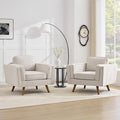 Kingfun Modern Accent Chair Set of 2 Living Room Chairs Chenille Reading Armchair Mid Century with Dual-Layer Armrests Solid Wood Frame Easy Assembly for Small Spaces Khaki