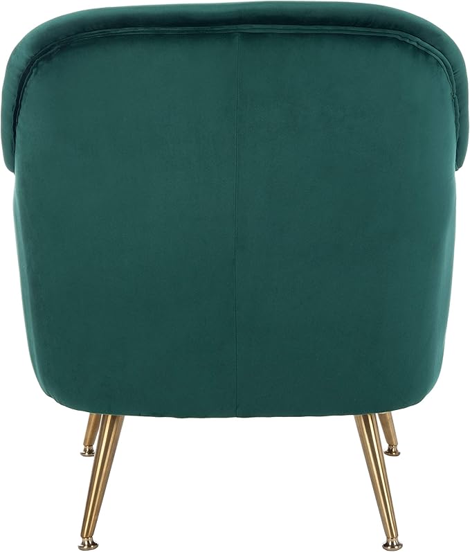 Safavieh Home Brienne Retro Glam Emerald Green Velvet and Brass Arm Chair