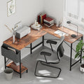 InfiniPower L Shaped Desk Gaming Computer 50 Inch Reversible Corner Table PC Work Table for Writing Study Student with Wood Tabletop Metal Frame CPU Stand Side Bag for Home Office Small Place