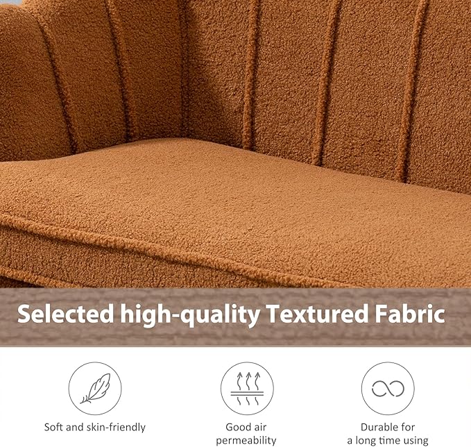 Modern Boucle Loveseat CouchFuton Small Sofa with Gold Metal Legs 2-Seater Upholstered Mini Sofa Couches for Small SpaceLiving Room Bedroom Office Dorm Studio Apartment Love Seat Couche(Brown)