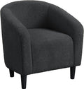Yaheetech Accent Barrel Chair Boucle Fabric Club Chair Furry Sherpa Elegant Armchair with Cozy Soft Padded Suitable for Living Room Bedroom Reception Room Office Dark Gray