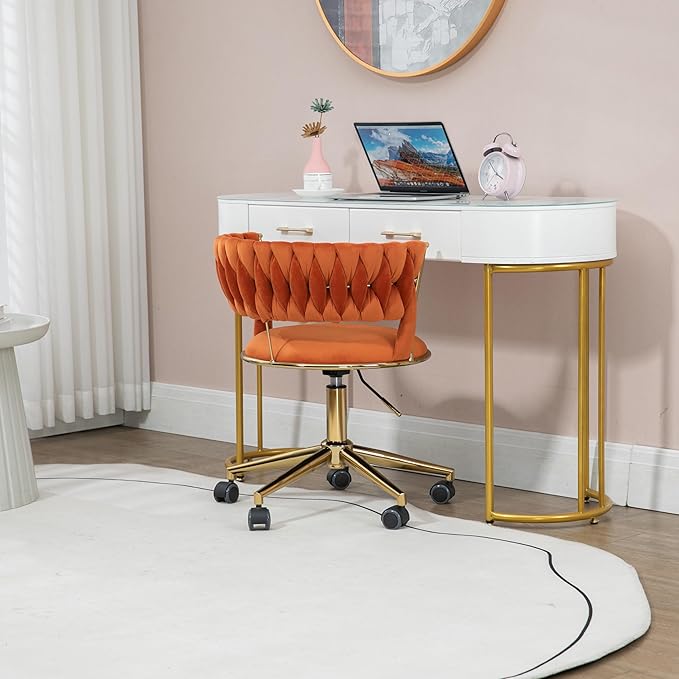 Home Office Desk Chair Vanity Chair Modern Adjustable Home Computer Executive Chair Swivel Task Chair for Small Space Living Room Make-up Studying