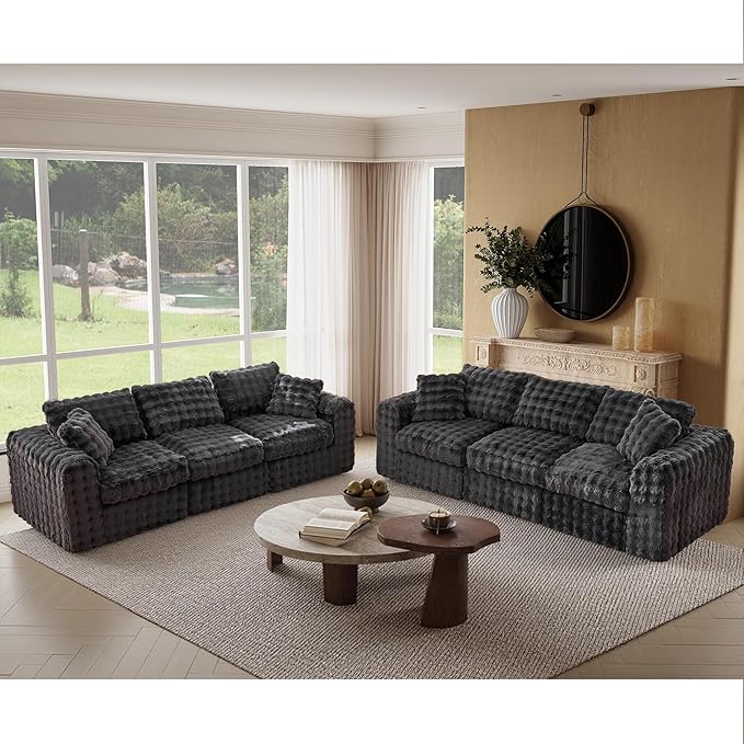 TYBOATLE 135’’ Boneless Slow-Rebound Memory Foam Couch Cloud Sectional Couches for Living Room w/Upgraded Fabric Comfy Deep Seat Fluffy U Shaped Modular Sectional Sofa w/Chaise