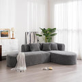 Modern L-Shaped Sofa Couch Stylish Chenille Corner Sofa for Living Room Curved Seat with Wide Stitching Four Comfortable Cushions Perfect for Living Room Bedroom and Office (Grey/367)