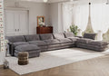 JUMMICO 198” Modular Oversized Sectional Sofa Couch Modern Wide Arm Deep Seat and Reversible Ottoman Sleeper Sofa Chenille Fabric for Living Room Apartment (Grey Oversized Sofa)