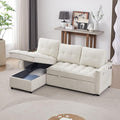 Reversible Sectional Sleeper Sofa - Pull Out Sofa Bed Couch with USB and Tape-c Charging Ports L-Shape Sleeper Sectional Couch for Living Room Office and Small Apartment (Beige)