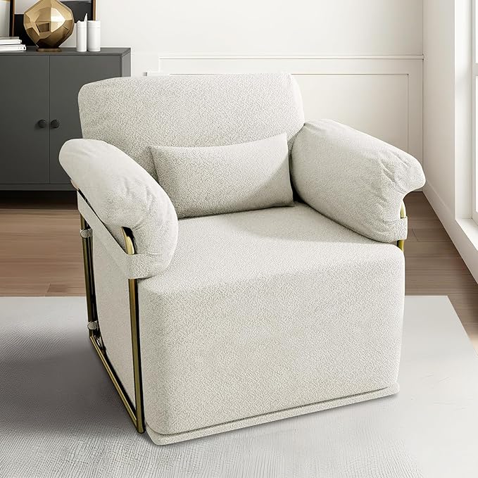 MASAKA B&ampW Classic Square Swivel Recliner Chair Manual Rocking Recliner- Upholstered Living Room Rocker for Living Room &amp Small Spaces