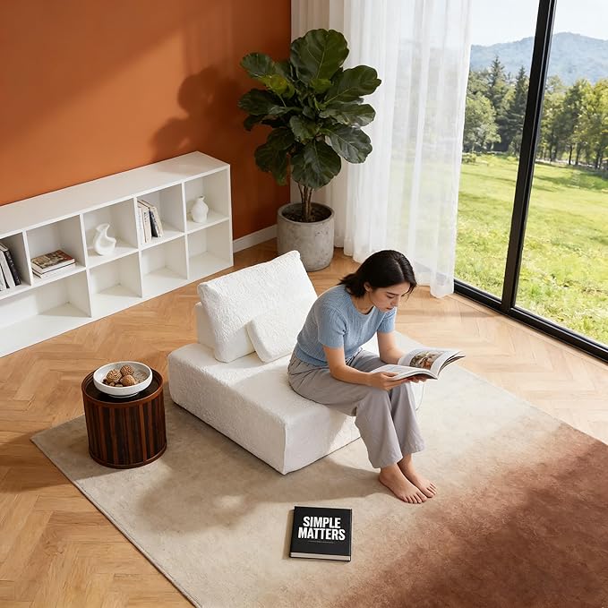ADORZ Modular Sofa Single Seat Cloud Couch Module with Pillow No Assembly Required 1-Person Chair for Living Room Bedroom White