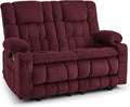 MCombo 57 Power Loveseat Recliner Electric Reclining Loveseat Sofa with Heat and Vibration Cupholders USB Charge Ports for Living Room 6314 (Burgundy Loveseat)