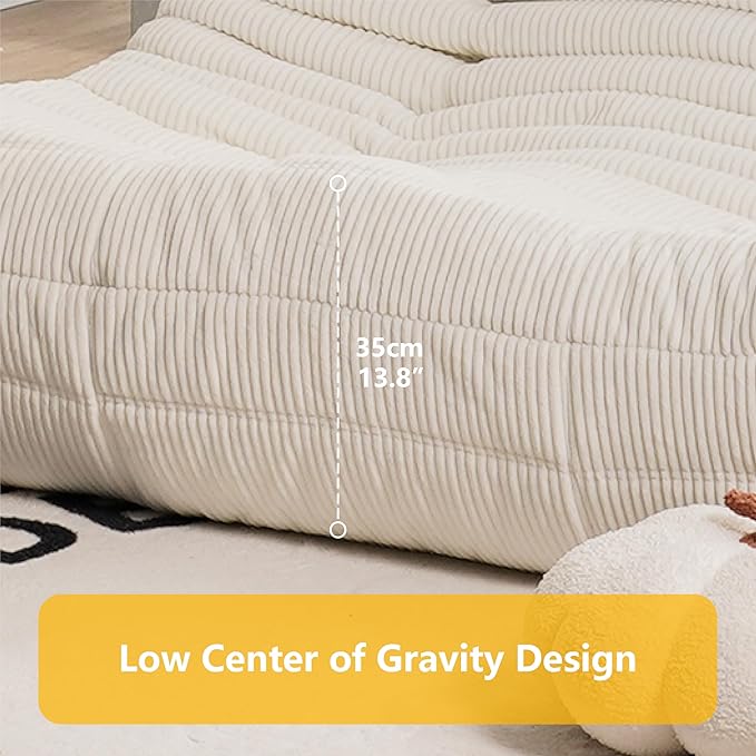 N&ampV Fireside Loveseat Mid Century Armless Twin Size Floor Sofa Soft Premium Corduroy Floor Lounge Chair Foam Sofa Accent Chair for Living Room Bedroom and Office Lime